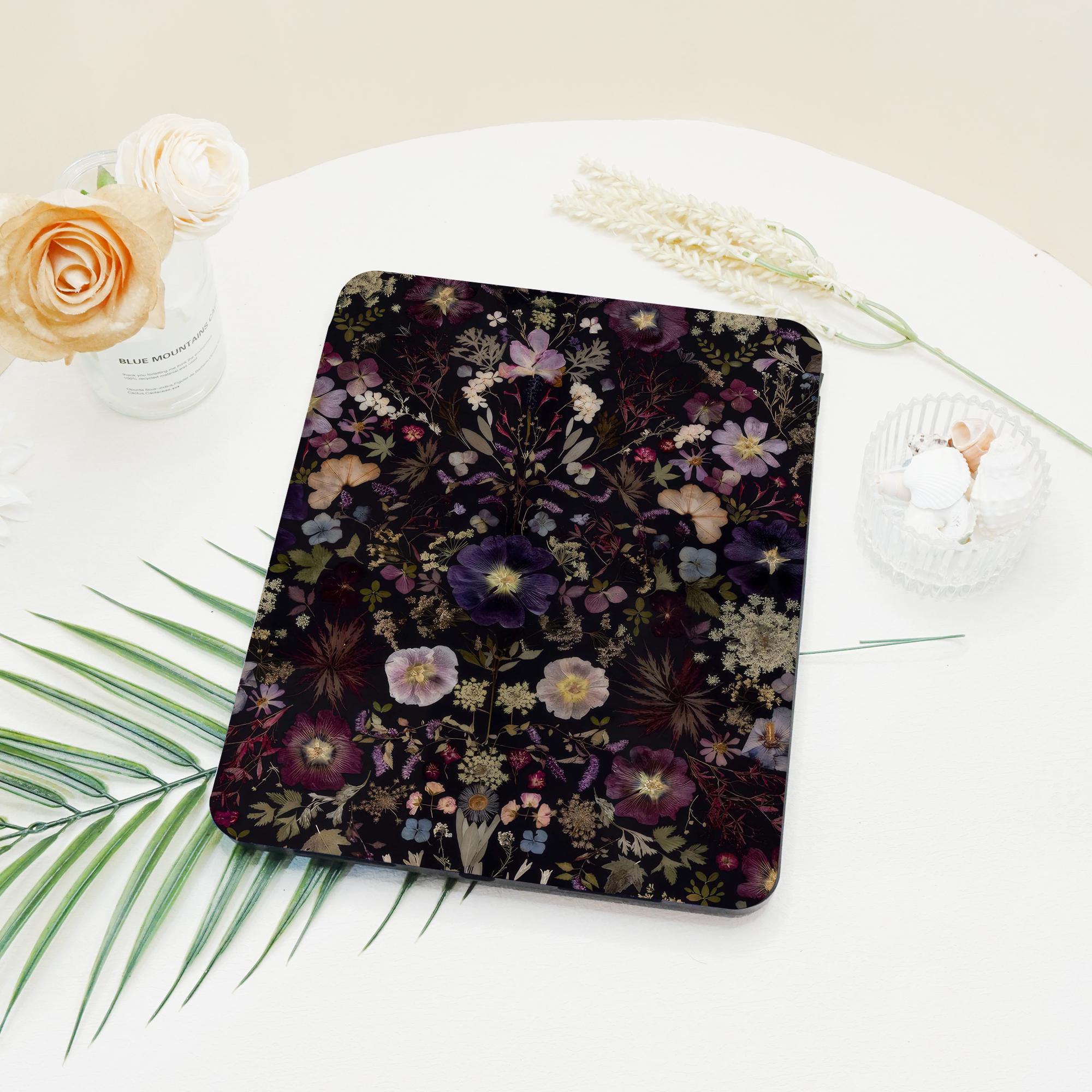 Retro Flower 360 degree rotating Custom New iPad case with pen slot, for iPad 9.7"10.2"10.9"11" 12.9", iPad air 6/5, iPad pro, iPad Mini 7/6