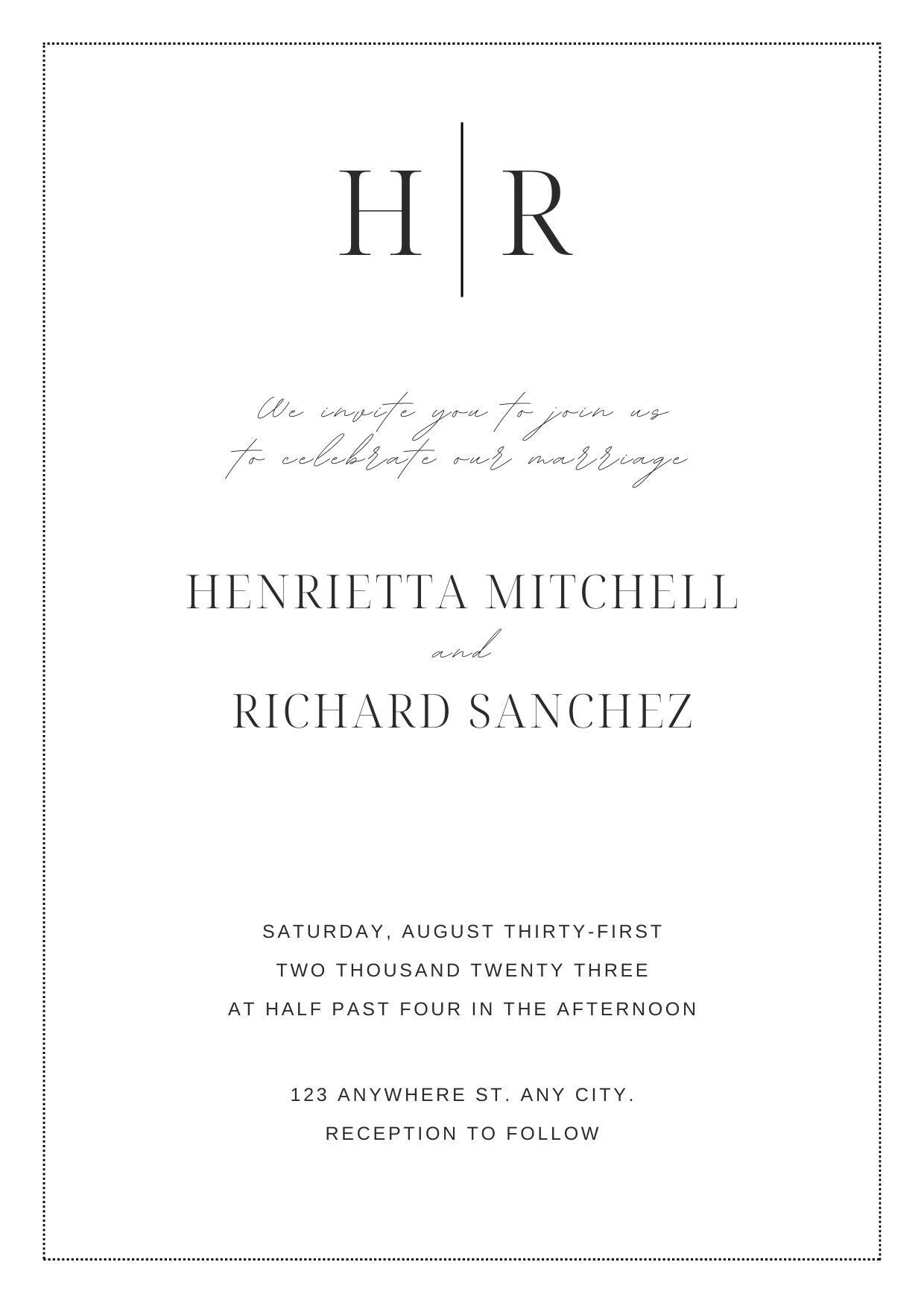 Image Richard Sánchez image beautiful image beautiful - Minimal Traditional Wedding Invitation Editable PDF, Digital ...
