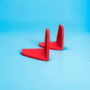 A pair of red pop art ikea mammut bookshelf by Morten Kjelstrup allan östgaard design memphis storage wall shelf vintage 1990s made in italy