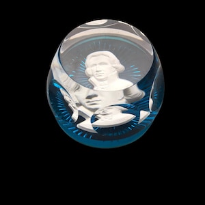 Baccarat franklin mint briefbeschwerer johann wolfgang von goethe blue vintage paperweight sulphide cameo 1976 france