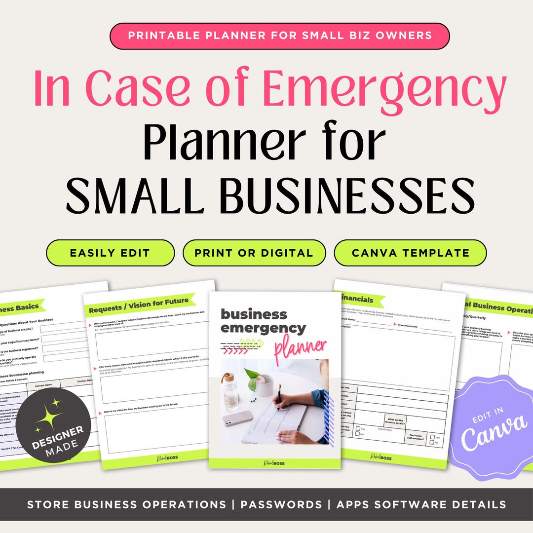 Just in Case of Emergency Binder for Small Business, End of Life ...