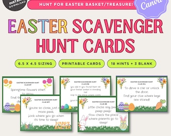 Easter Scavenger Hunt for Kids, indoors outdoors, Printable easter treasure hunt, Easter Basket Hunt, Printable Easter Scavenger Hunt, Canva