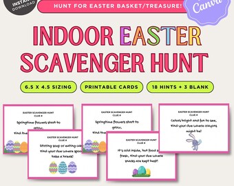 Indoor Easter Scavenger Hunt for Kids, Printable easter treasure hunt, Easter Basket Hunt, Printable Easter Games, Activities, kids games