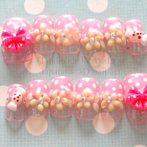 3D Nails Kawaii Nails Spring Floral Pukupuku Art Japanese - Etsy