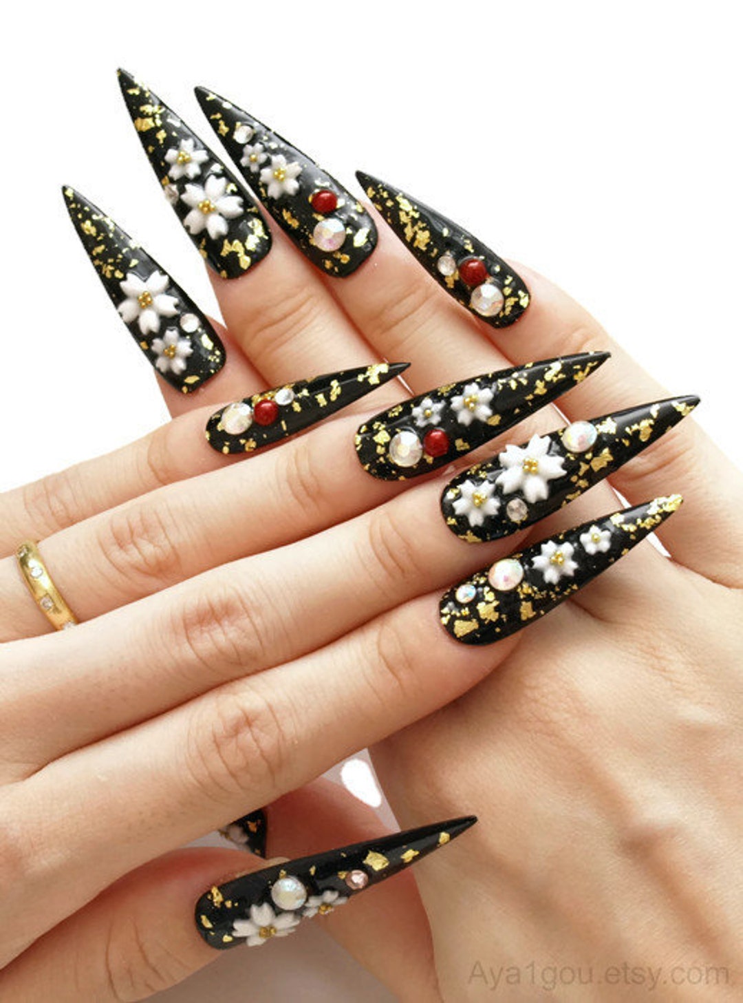 Clavo de aguja clavo puntiacido uñas 3D japonesas flor de - Etsy España