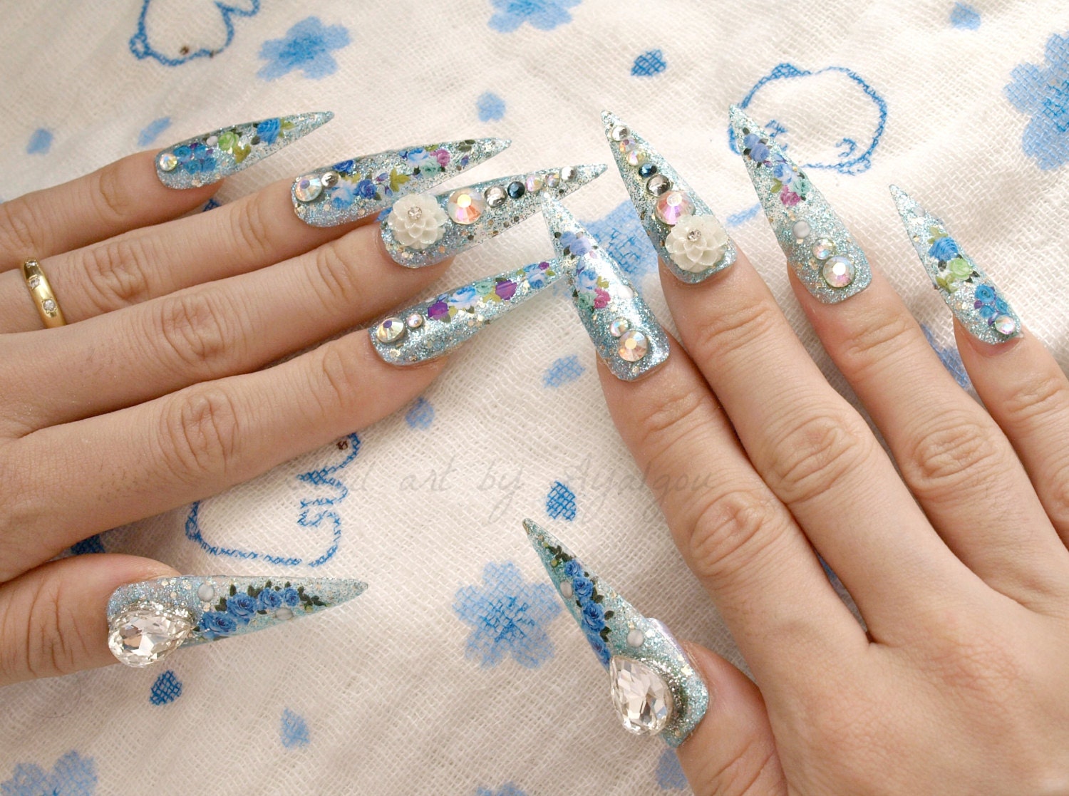 Stiletto Nails Super Long Nails Bling Japanese 3D Nail - Etsy Israel
