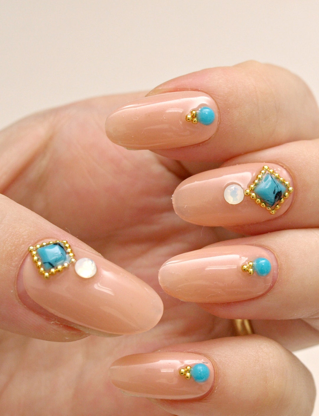 Uñas sencillas uñas de fiesta uñas uñas joya color beige - Etsy México