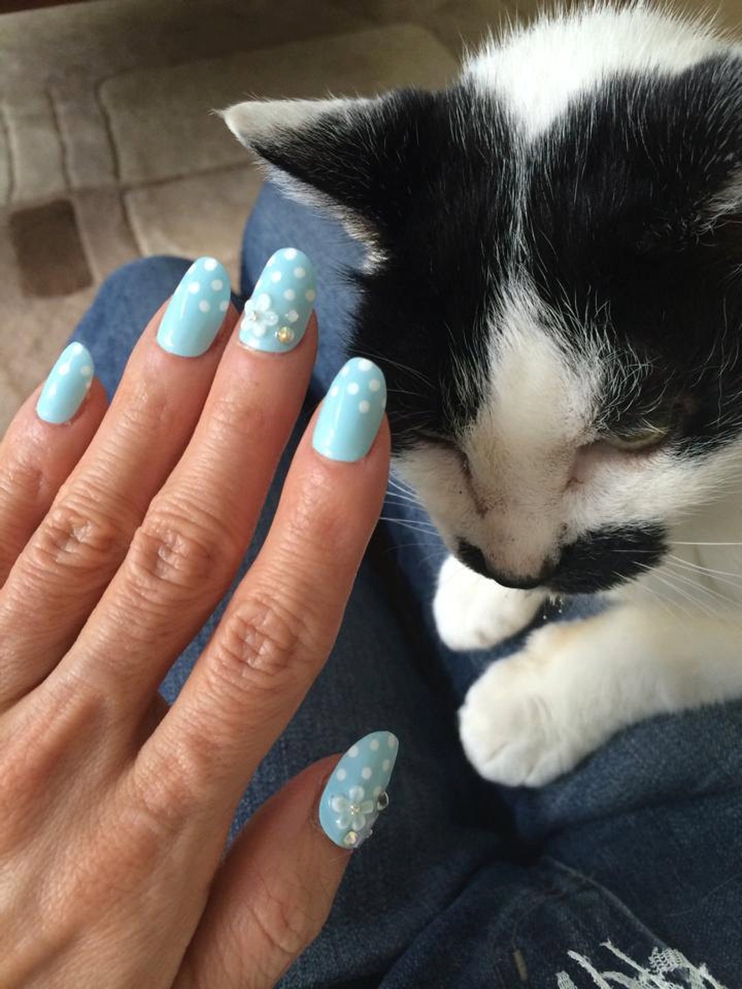 Wedding Nail Aqua Blue Flower Nail Pretty Nails 3D Nail - Etsy