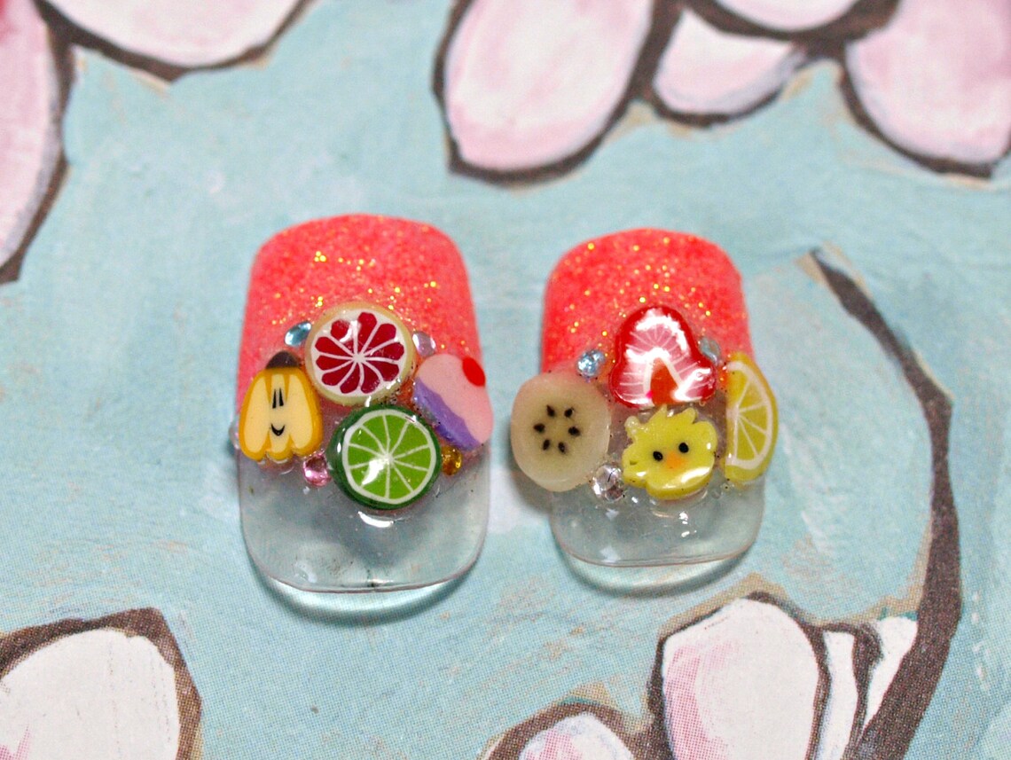 Fruit Nails Summer Nail Art Cute Nails Pretty Nail 3D - Etsy