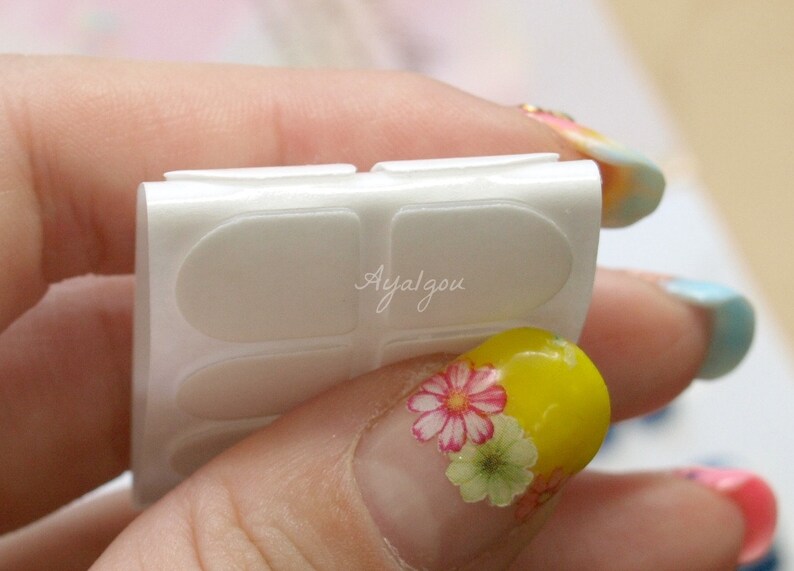 3D nails lolita kawaii white french tips floral print image 4