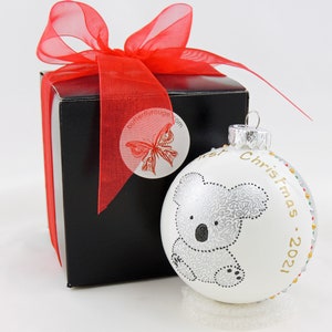 Koala bear baby's first Christmas ornament Hand painted custom personalized glass ball Cute koala gift New baby gift image 5