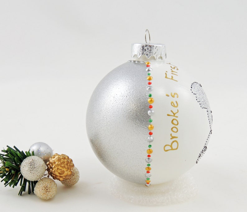 Koala bear baby's first Christmas ornament Hand painted custom personalized glass ball Cute koala gift New baby gift image 4