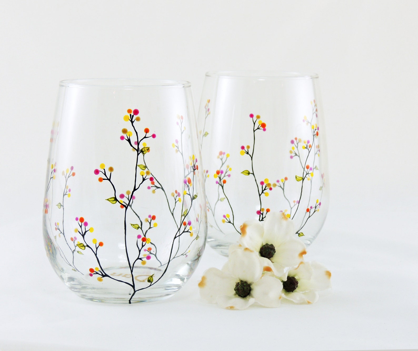 Hand painted pretty wine glasses Personalized Louisa Etsy