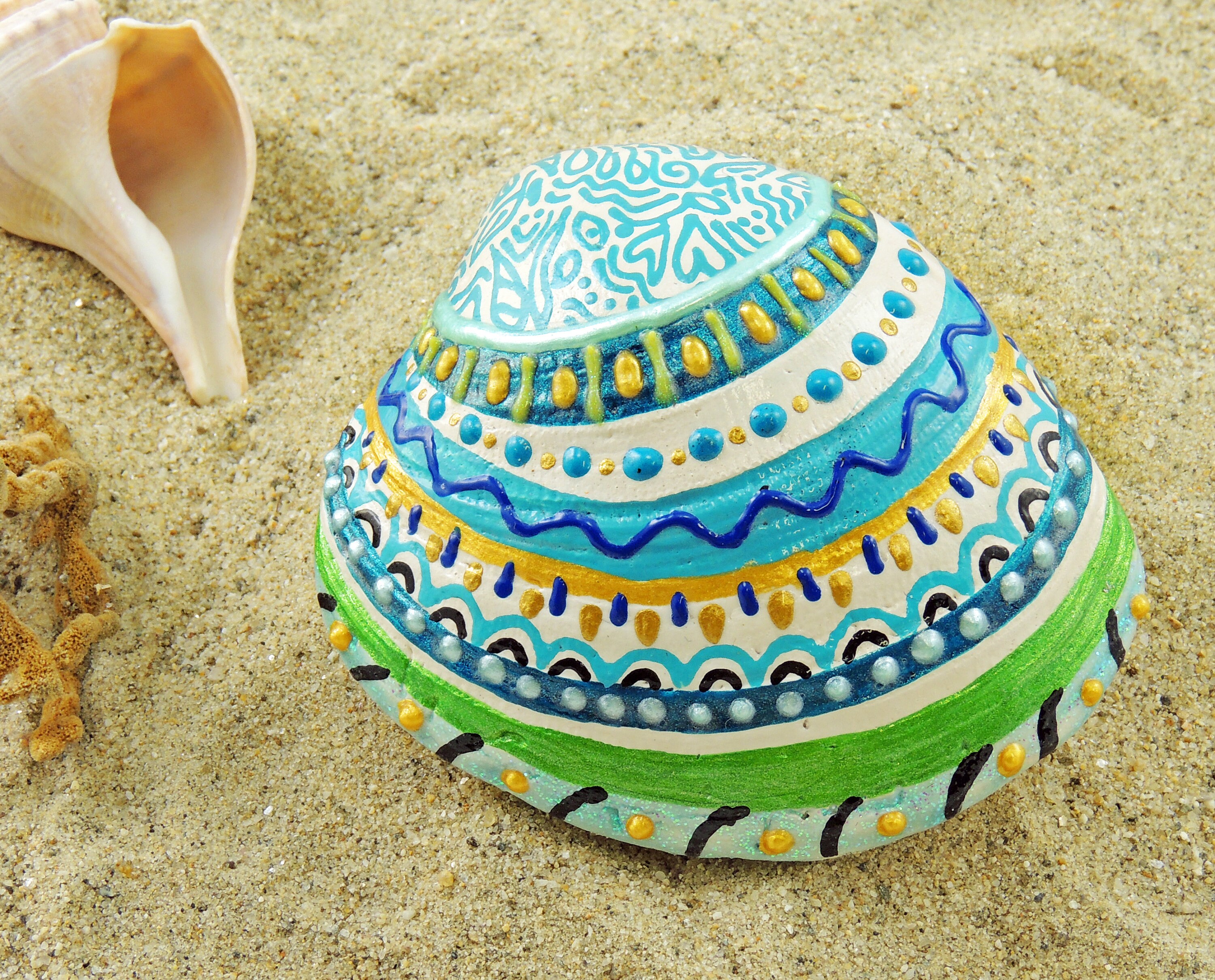 Hand Painted Shell - Delicate Design on Seashell - Beach Decor ...