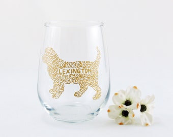 Baby Labrador wine glass / White lab / Yellow lab / Hand painted stemless wine glass / Puppy lab / Custom / Personalized / Dog lover