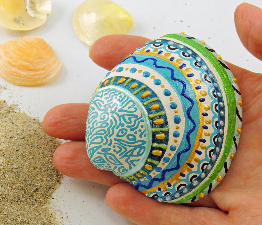 Hand Painted Shell - Delicate Design on Seashell - Beach Decor ...