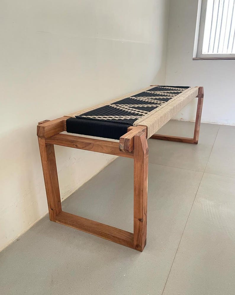 Simple Boho Bench Handmade Boho Modern Woven Bench - Etsy