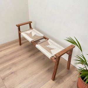 Modern Woven Bench • Mid Century Woven Bench • Modern Entryway Bench • End Bench • Minimalist Bench • Charpoy Bench • Handmade Bench