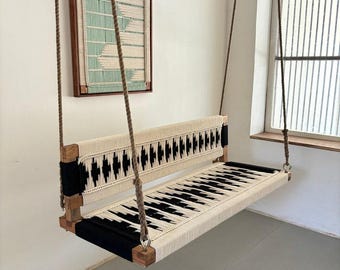 Woven Swing with Backrest Black White