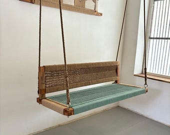 Woven Swing with Backrest - Green Beige