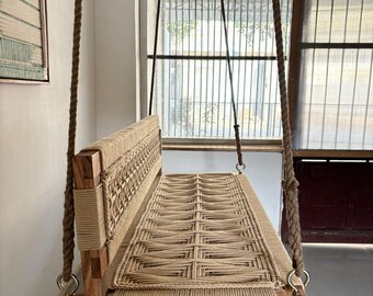 Woven Swing with Backrest All Beige
