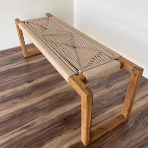 Handgjord Boho Modern Vävd Bänk