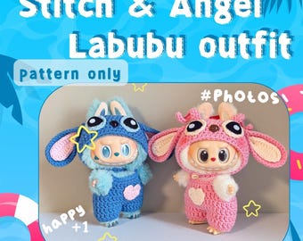 Labubu Outfit Pattern–DIY Amigurumi |Stitch and Angel Inspired |Perfect for Gift