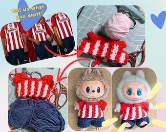 Customized Labubu Clothes |Handmade Crochet Jersey| Labubu OUTFIT ONLY| Unique Gift Idea| Perfect Gift