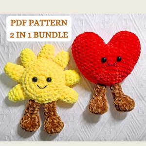 2 in 1 Bundle | Heart and Sun Plushie Crochet Digital PDF Pattern – Jellycat-Inspired Amigurumi Tutorial | Perfect gift| Valentines Gift
