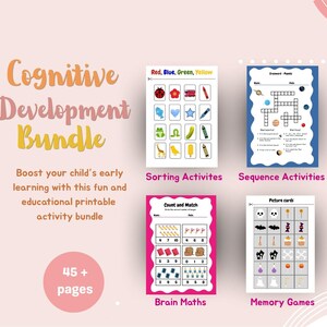 Kids Cognitive Development Printable Bundle | Sorting, Sequencing, Brain Math & Memory Games | Preschool Learning Activities | PDF