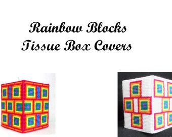 Rainbow Blocks Boutique Tissue Box Cover