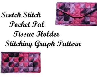 Scotch Stitch Pocket Pal Tissue Holder Stitching Graph Pattern