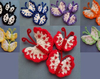 White Wings with Contrast Trim Crochet Butterfly Magnets