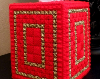 Geometric Christmas Boutique Tissue Box Cover