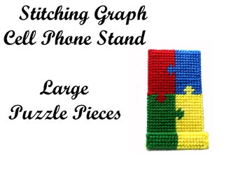 Large Puzzle Pieces Cell Phone Stand Stitching Graph Pattern