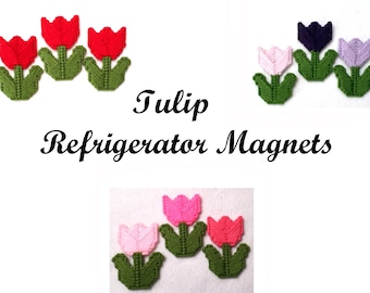 Tulips Refrigerator Magnet Set, Floral Fridge Magnets, Spring Flowers Decor, Kitchen Magnets, Home Decor