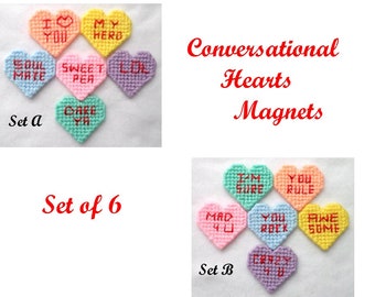 Conversation Hearts Magnets - Set of 6