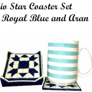 Clearance Ohio Star Coaster Set in Royal Blue and Aran