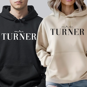Custom Mr & Mrs Hoodie: Personalized Couple Sweatshirt, Engagement Gift