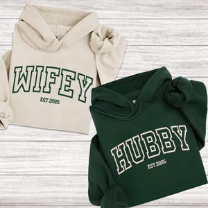 Custom Wifey and Hubby Hoodie: Personalized Couples Matching Sweatshirt