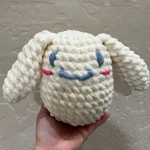 White Bunny Plush | Soft Velvet Amigurumi Doll | Kawaii Handmade Plushie | Stuffed Animal Gift | Cute Floppy Ear Bunny Toy
