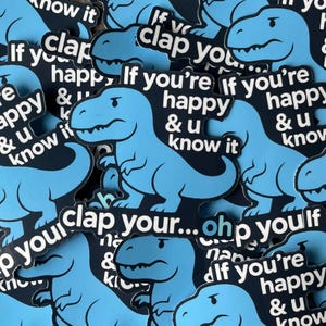 Funny Dinosaur Sticker | Cute T-Rex Glossy Vinyl Decal | Quirky Waterproof Dinosaur Sticker for Laptop, Water Bottle, Journal, Gift
