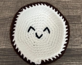 Kawaii Crochet Coconut Plush: Handmade Amigurumi Smiley Toy