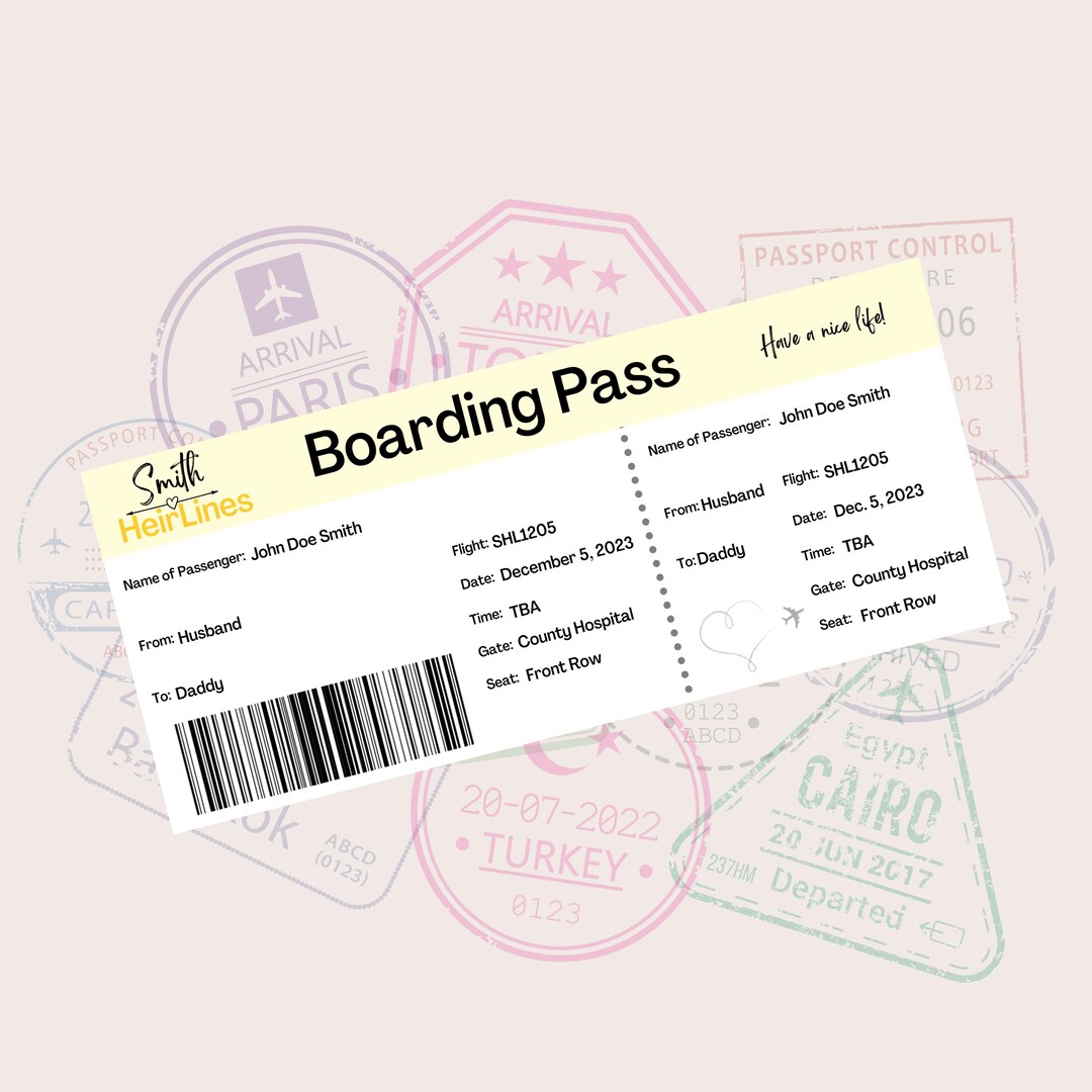 Editable Gender Neutral Travel Pregnancy or Adoption Announcement