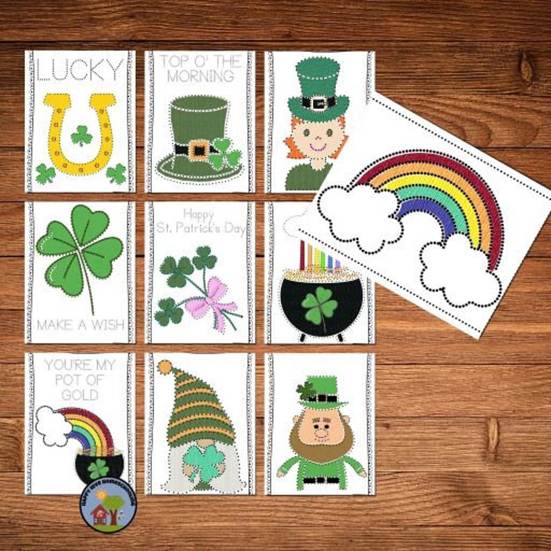 Pin Poking Art St. Patrick's Day Pin Punching Pin Prick Pictures Montessori Activities Homeschool Printables image 3