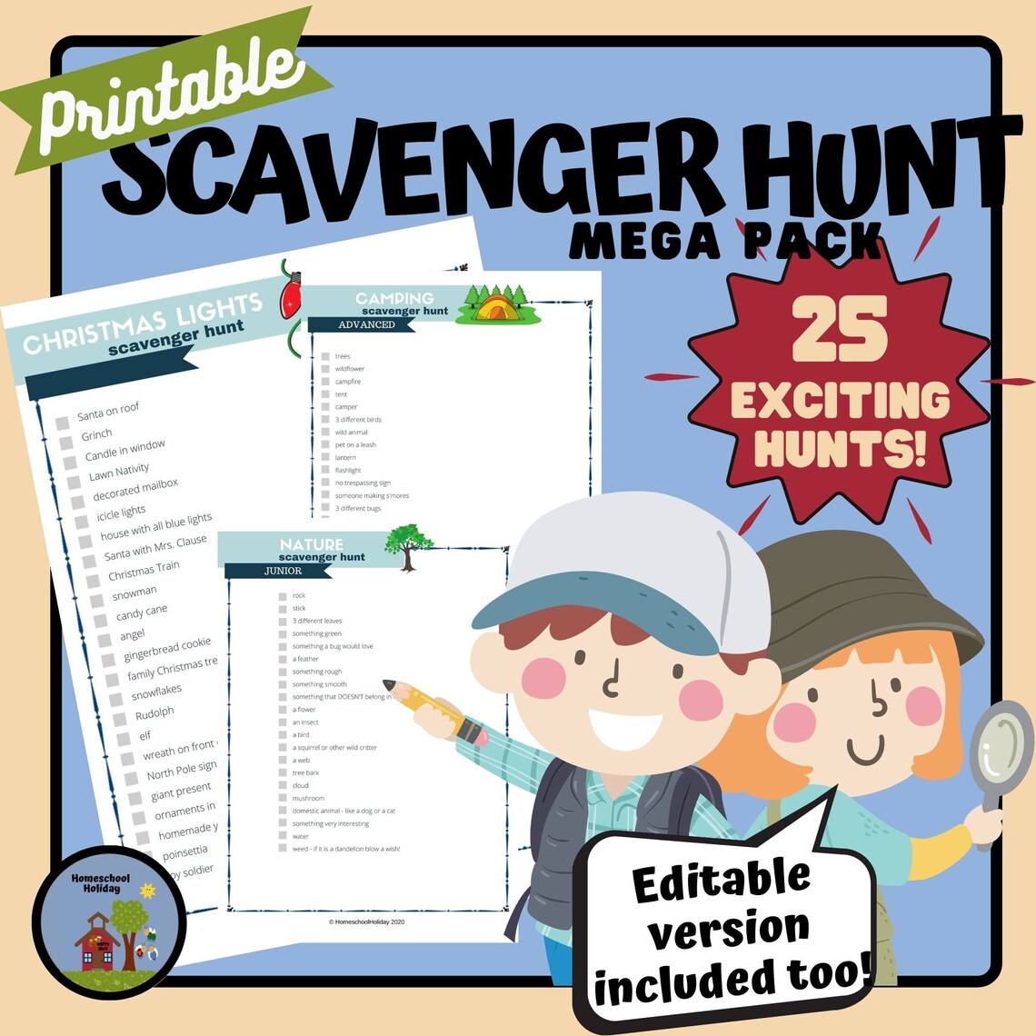 Printable Scavenger Hunts 25 Different Homeschool Curriculum Printables ...
