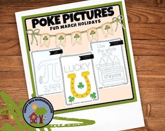 Pin Poking Art Vacances de mars Pin Punching Pin Prick Pictures Activités Montessori Homeschool Printables