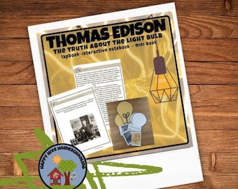 Thomas Edison Light Bulb Shape Book Informational Text & Lapbook activity - Homeschool Curriculum printables