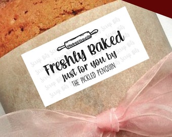 Etiquetas para produtos de confeitaria estilo fazenda, recém-assados especialmente para você, adesivos de cozinha com escrita cursiva estilo fazenda, etiquetas retangulares personalizadas para presentes, impressas.