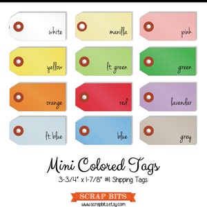 25 mini etiquetas de envío de colores. Etiquetas para manualidades, regalos y embalaje. Tamaño 1 (7 cm x 3,5 cm). 12 colores a elegir.